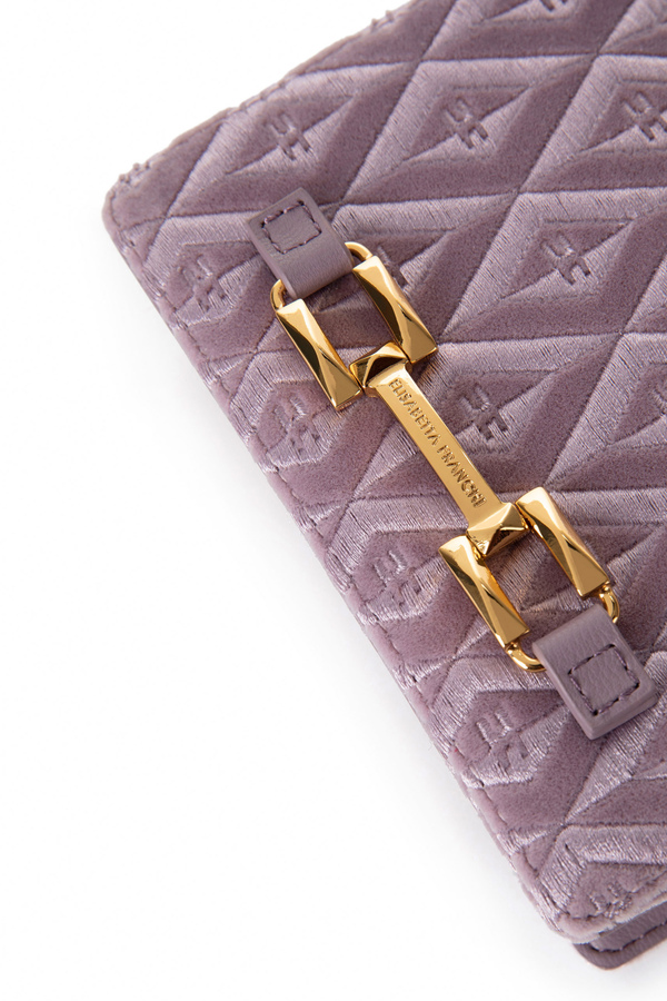 Mini-Tasche mit Rautenstickerei aus Samt - Elisabetta Franchi® Outlet