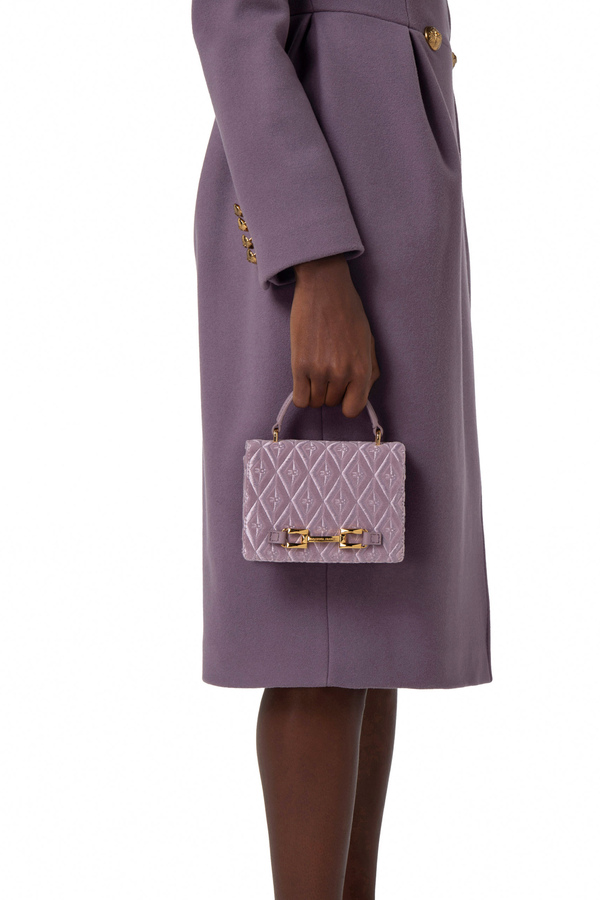 Mini-Tasche mit Rautenstickerei aus Samt - Elisabetta Franchi® Outlet
