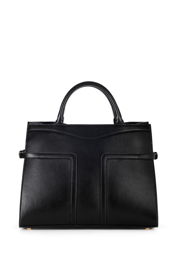 Small tote bag with handle in semi-gloss leather - Elisabetta Franchi® Outlet