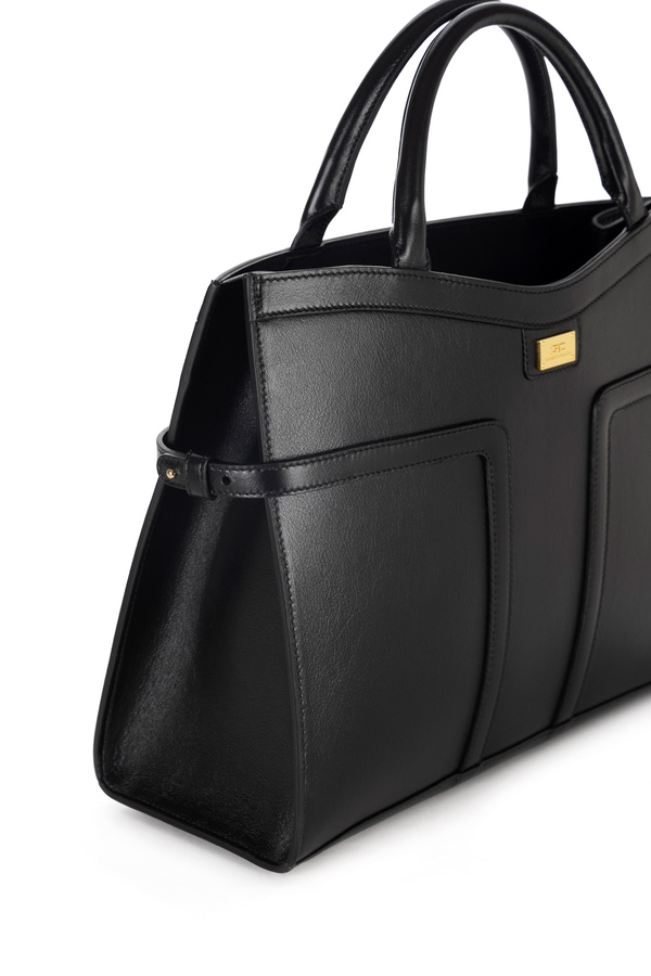 Borsa tote grande in pelle semilucida - Elisabetta Franchi® Outlet