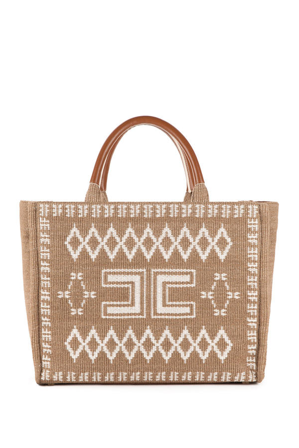Large canvas shopper bag Elisabetta Franchi Outlet