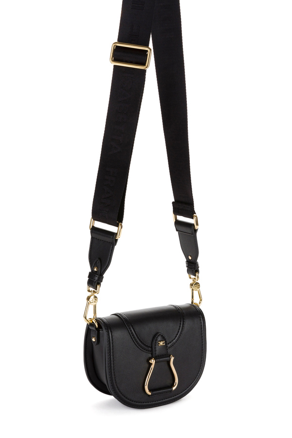 Small shoulder bag with light gold stirrup accessory - Elisabetta Franchi® Outlet
