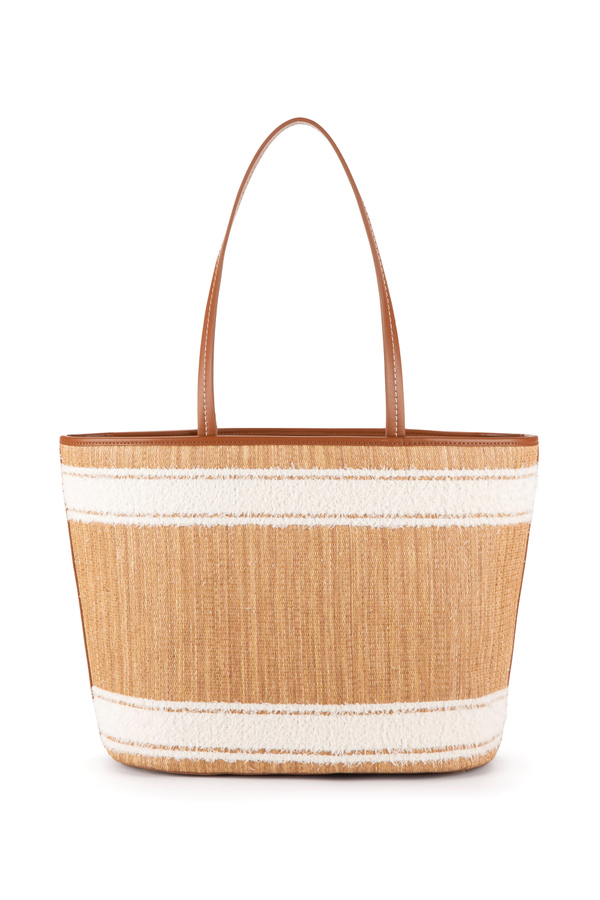 Bolso shopper grande east-west de rafia - Elisabetta Franchi® Outlet