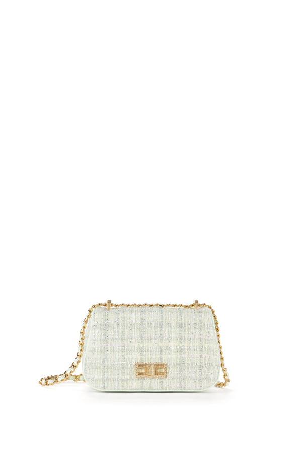 Umhängetasche aus Tweed-Stoff - Elisabetta Franchi® Outlet