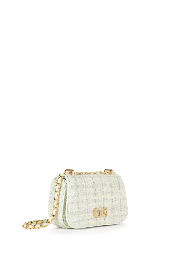 Umhängetasche aus Tweed-Stoff - Elisabetta Franchi® Outlet