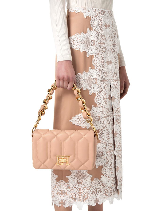 Medium puffy bag with logoed plaque - Elisabetta Franchi® Outlet