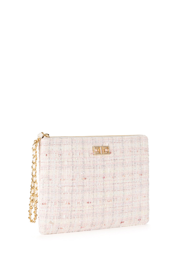 Busta piatta in tessuto tweed di collezione - Elisabetta Franchi® Outlet