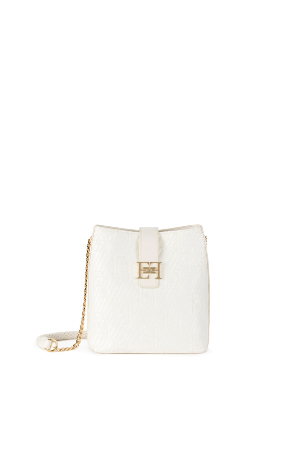 Borsa a tracolla in rafia jacquard - Elisabetta Franchi® Outlet