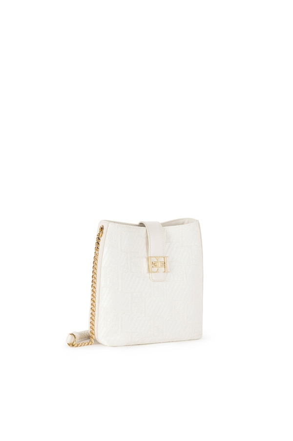 Borsa a tracolla in rafia jacquard - Elisabetta Franchi® Outlet