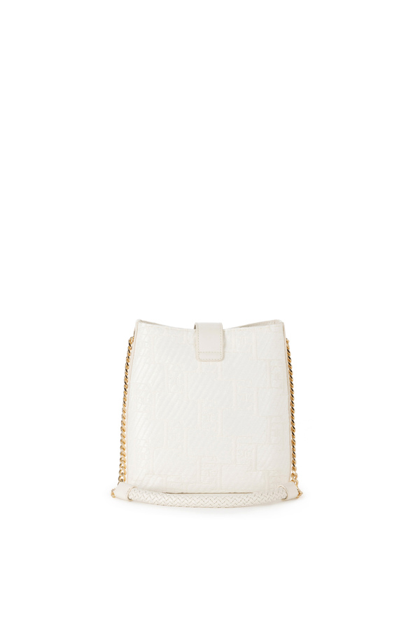 Borsa a tracolla in rafia jacquard - Elisabetta Franchi® Outlet