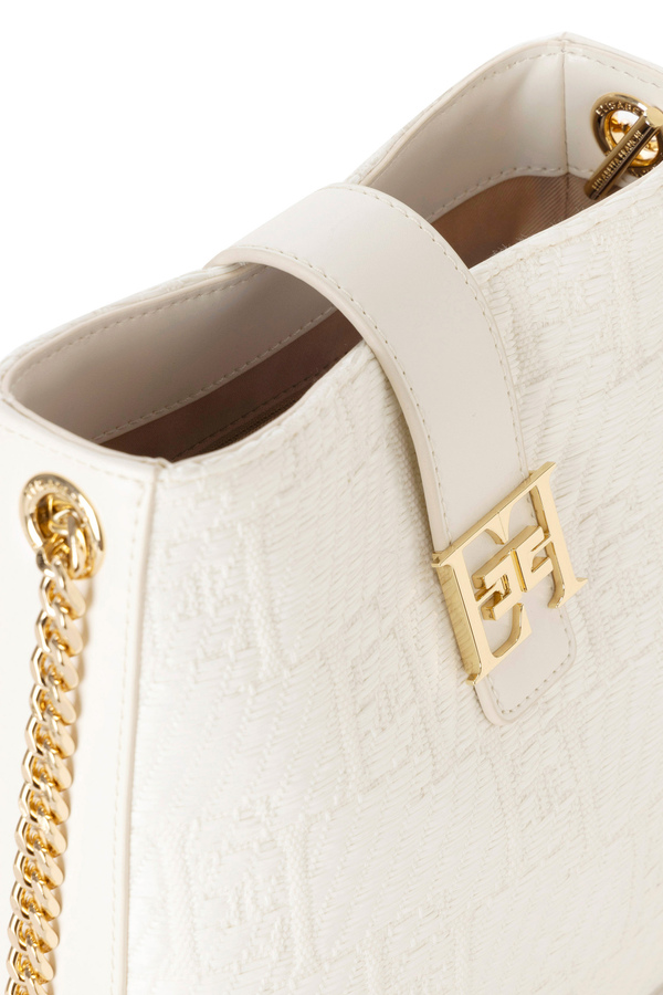 Borsa a tracolla in rafia jacquard - Elisabetta Franchi® Outlet