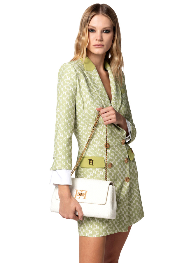 Borsa a spalla in rafia jacquard - Elisabetta Franchi® Outlet
