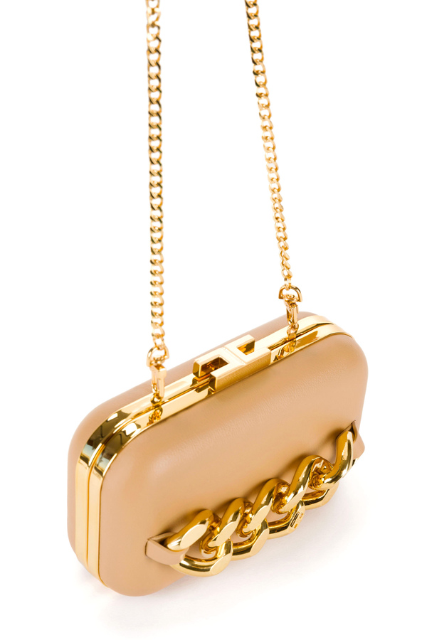 Clutch bag with gold chain by Elisabetta Franchi - Elisabetta Franchi® Outlet