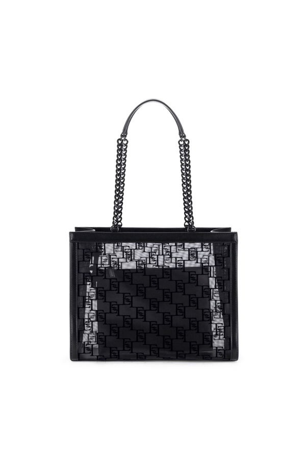 Large shopper bag in flocked mesh - Elisabetta Franchi® Outlet
