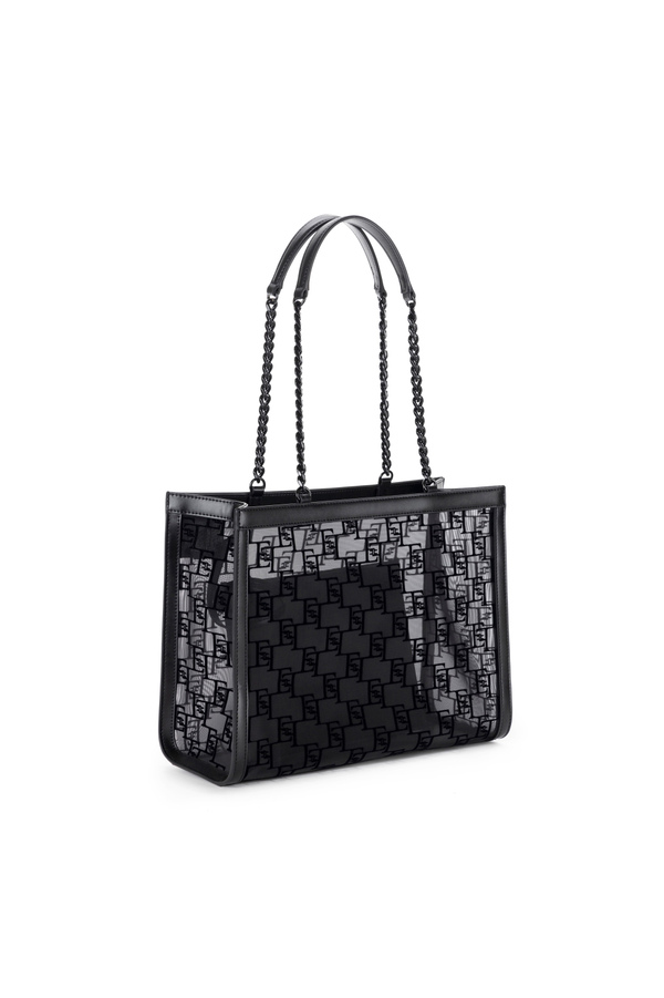 Large shopper bag in flocked mesh - Elisabetta Franchi® Outlet