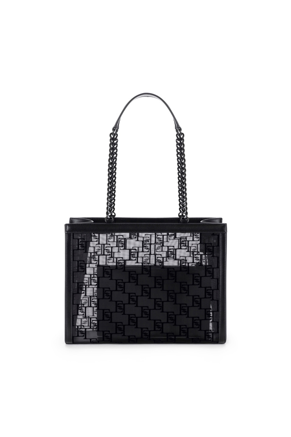 Large shopper bag in flocked mesh - Elisabetta Franchi® Outlet