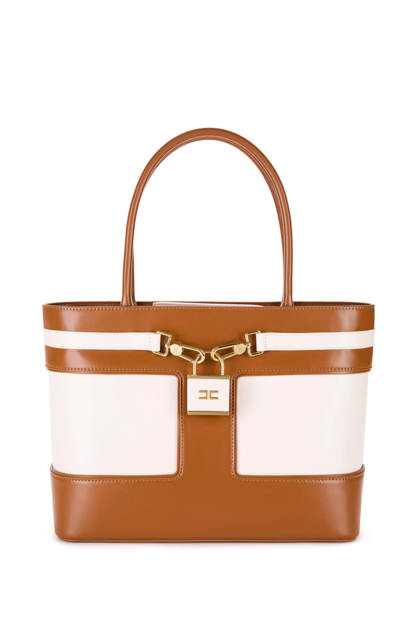 Large shopper bag with padlock - Elisabetta Franchi® Outlet