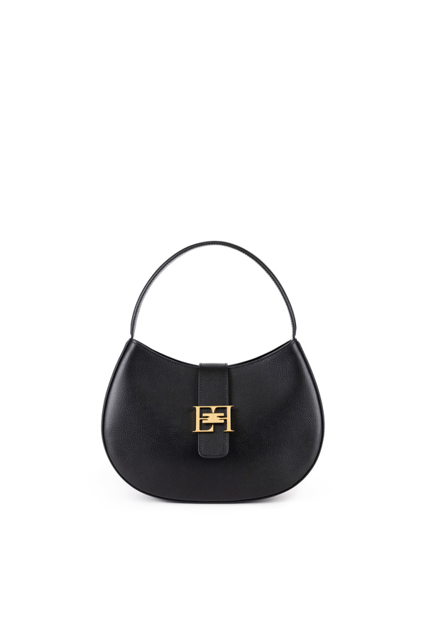 Large hobo bag with metal logo - Elisabetta Franchi® Outlet