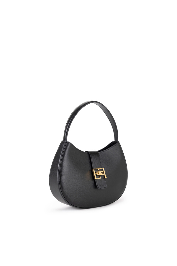 Large hobo bag with metal logo - Elisabetta Franchi® Outlet