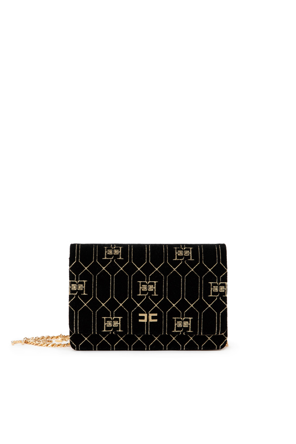 Small shoulder bag with chain and logoed charms - Elisabetta Franchi® Outlet