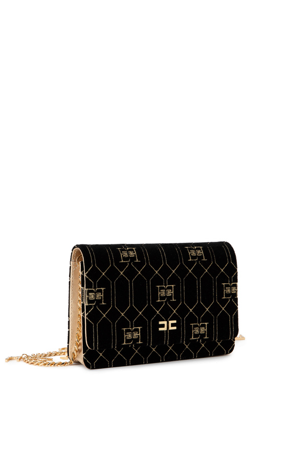 Small shoulder bag with chain and logoed charms - Elisabetta Franchi® Outlet