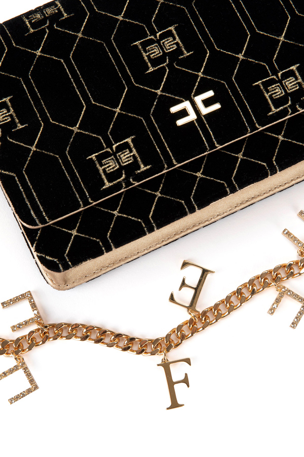 Small shoulder bag with chain and logoed charms - Elisabetta Franchi® Outlet