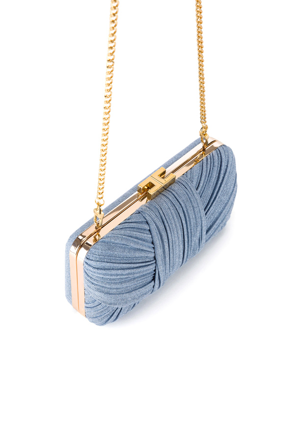 Pleated clutch bag with gold clasp - Elisabetta Franchi® Outlet