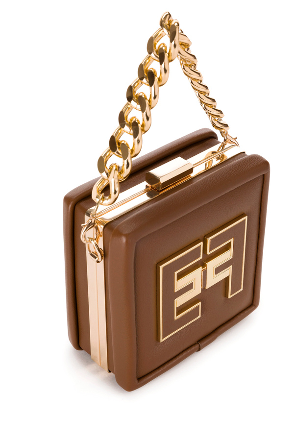 Mini clutch with logo and chain - Elisabetta Franchi® Outlet