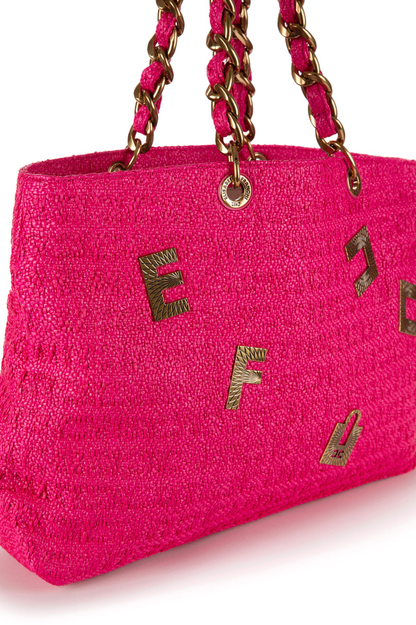 Large hobo bag in raffia - Elisabetta Franchi® Outlet