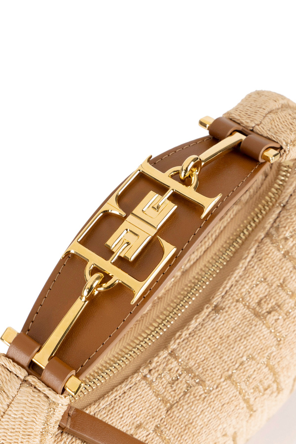 Hobo piccola in rafia jacquard con morsetto in metallo - Elisabetta Franchi® Outlet