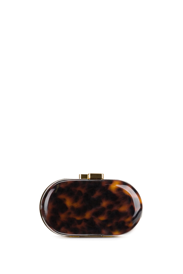 Tortoiseshell effect oval clutch bag - Elisabetta Franchi® Outlet