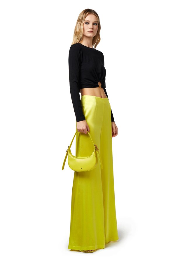 Medium hobo bag with metal buckle - Elisabetta Franchi® Outlet