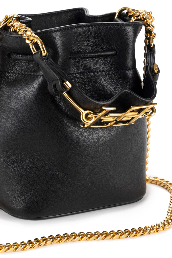 Secchiello in pelle con morsetto in metallo - Elisabetta Franchi® Outlet