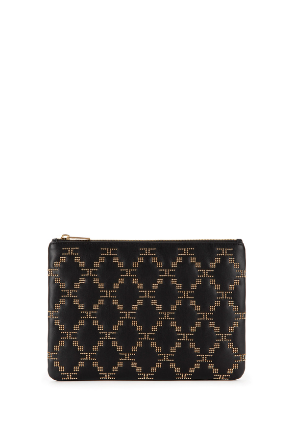 Large pouch bag with micro-studs pattern - Elisabetta Franchi® Outlet