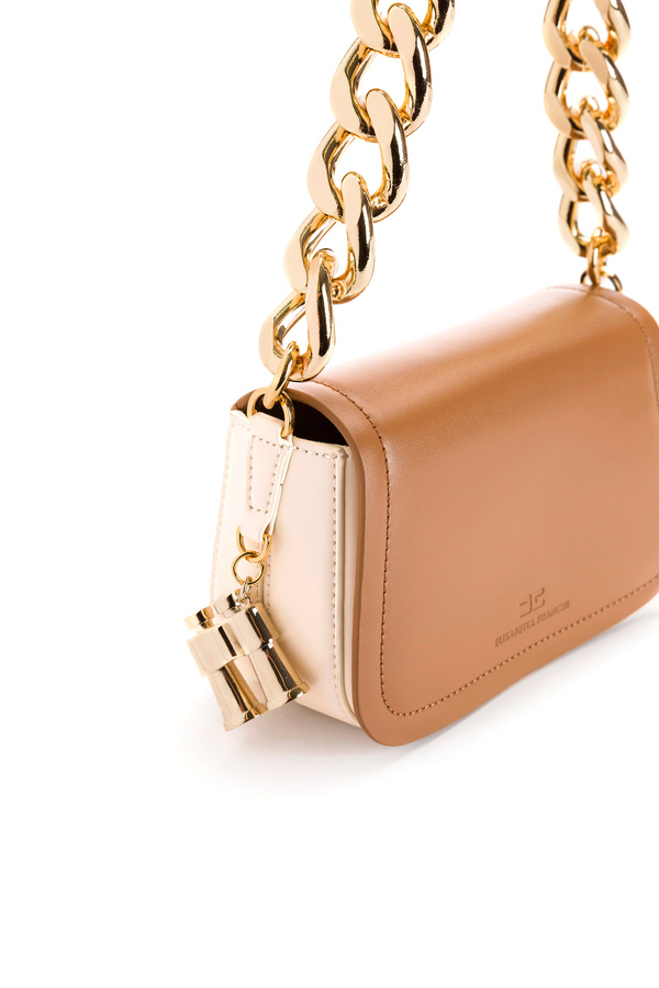 Mini shoulder bag with gold chain - Elisabetta Franchi® Outlet