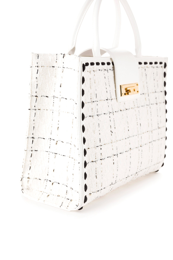 Handbag in bouclé fabric - Elisabetta Franchi® Outlet