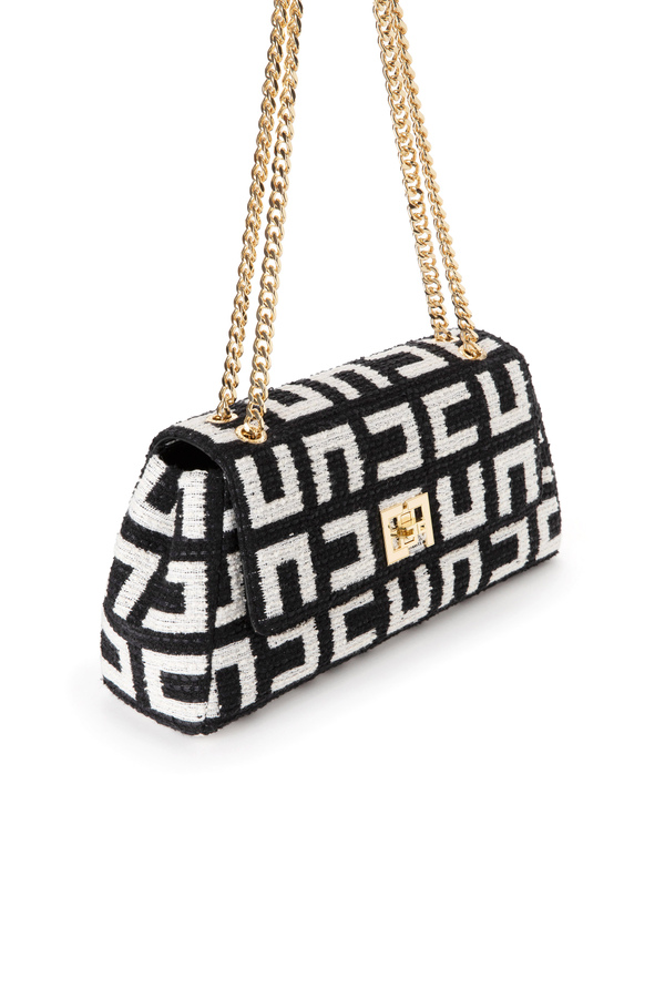 Shoulder bag media in tessuto jacquard - Elisabetta Franchi® Outlet