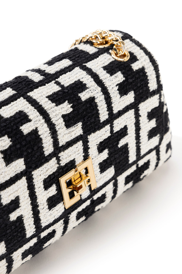 Medium shoulder bag with jacquard fabric - Elisabetta Franchi® Outlet