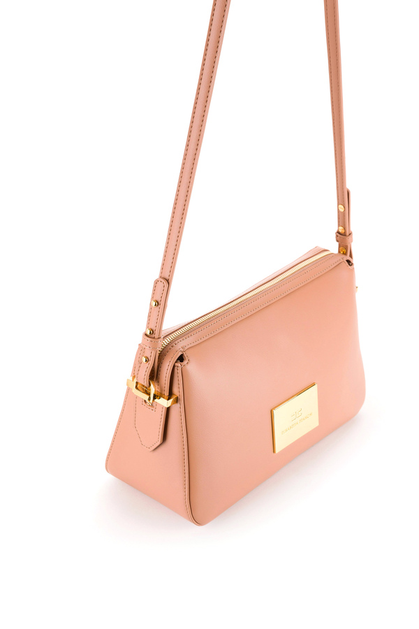 Medium shoulder bag with logo plaque - Elisabetta Franchi® Outlet