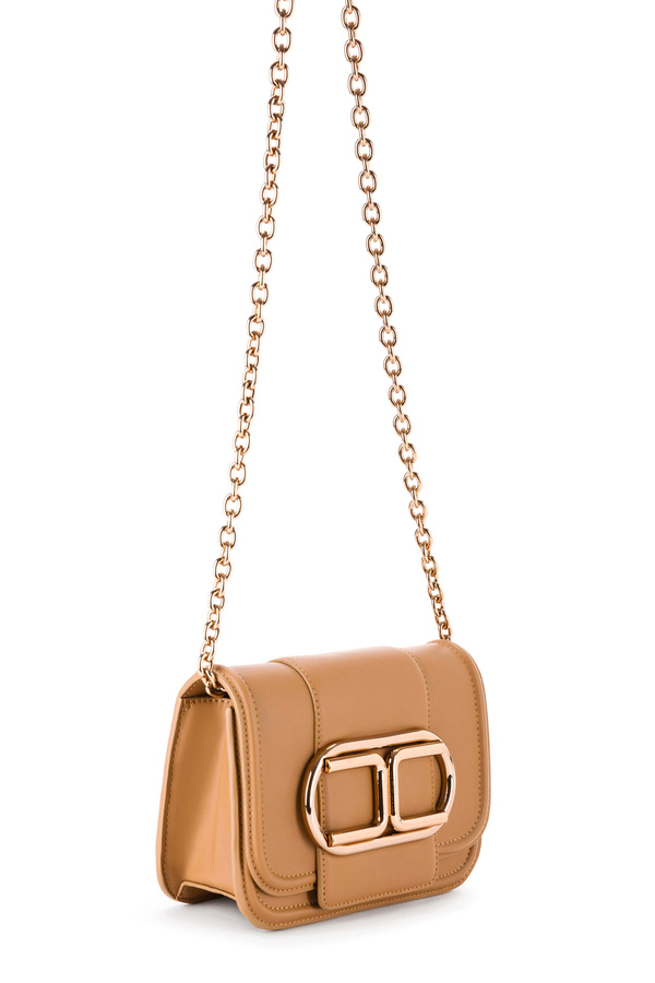 Mini clutch bag with chain shoulder strap and maxi logo - Elisabetta Franchi® Outlet