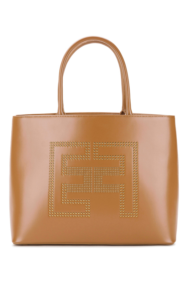 Shopper bag with studded logo - Elisabetta Franchi® Outlet