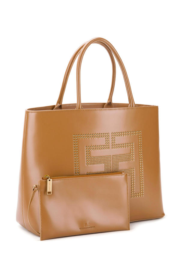 Shopper bag with studded logo - Elisabetta Franchi® Outlet