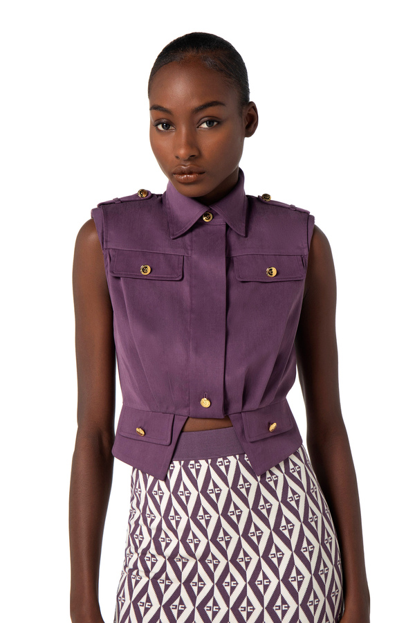 Satin crop shirt Elisabetta Franchi Outlet