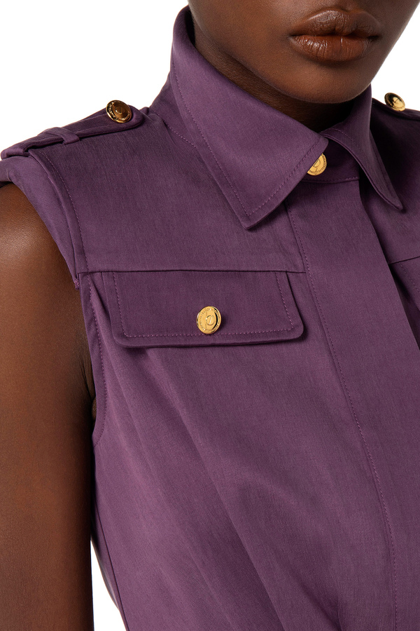 Camicia crop in raso - Elisabetta Franchi® Outlet