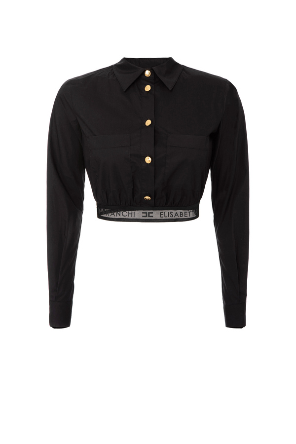 Camicia cropped in popeline - Elisabetta Franchi® Outlet
