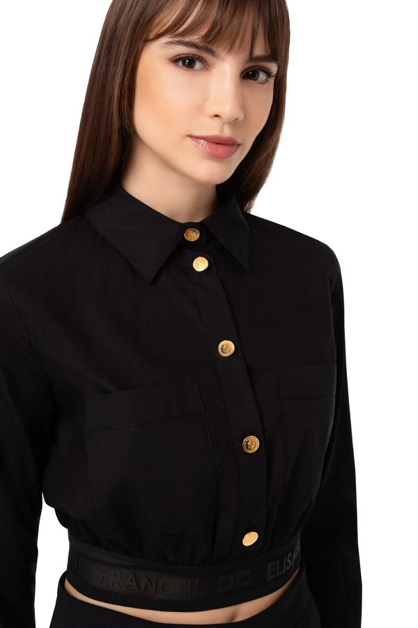 Camicia cropped in popeline - Elisabetta Franchi® Outlet