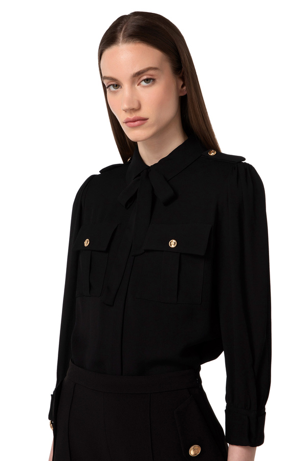 Camisa de viscosa con pañuelo - Elisabetta Franchi® Outlet