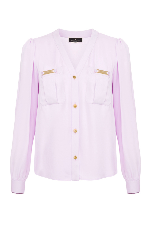 Blouse with pockets with light gold detail - Elisabetta Franchi® Outlet