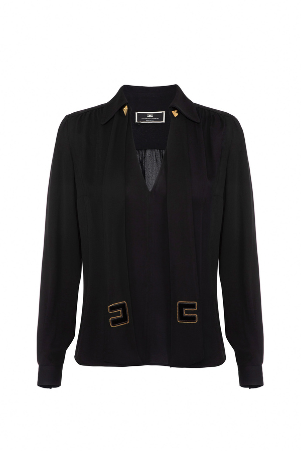 Camisa de viscosa con pañuelo - Elisabetta Franchi® Outlet