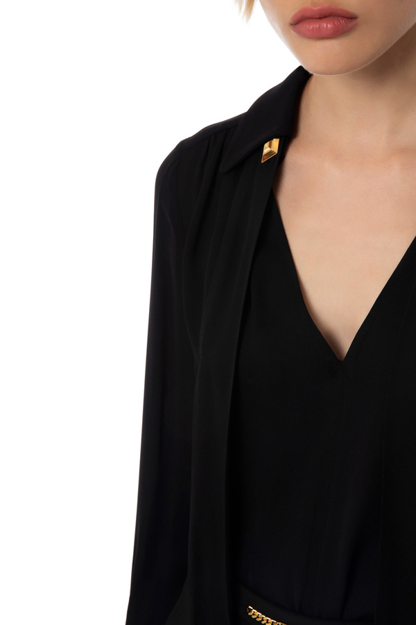 Blouse in viscose fabric with scarf - Elisabetta Franchi® Outlet